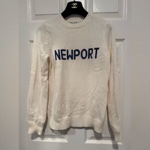 Ellsworth & Ivey Newport crewneck sweater pullover Off White & Blue Preppy XS